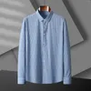 Men's Casual Shirts 2023 Spring And Autumn Style Plus Size Regular Fit Long Sleeve Shirt Thin Non-Iron Business Formal Striped