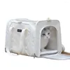Transportadoras de gatos malha dobrável malha portátil saco de transporte de viagem exclusiva de gatos respiráveis ao ar livre backpack grande espaço fofo mochila gato produtos