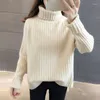 Women's Sweaters Autumn Winter Solid Color Turtleneck Knitted Sweater Women Short Pullover Tops Irregular Split Hem Casual Long Sleeve