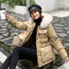 Cappotto da donna in cotone di media lunghezza lucido invernale da donna Cappotto caldo spesso stile coreano con coulisse in vita trapuntato Slim JD1979