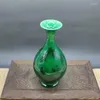 花瓶中国の古い磁器グリーングレーズインクフィギュアジェイドポットスプリング花瓶リビングルームの装飾