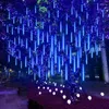Stringhe 8 tubi Pioggia di meteoriti Luci a stringa a LED Lampione stradale per esterni Ghirlanda Decorazioni per albero di Natale Decorazioni per il giardino delle fate di nozze Natale