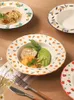 Plates Creative Hand-painted Ceramic Deep Plate Round Dish Home Western Noodles Salad Dessert Cake Decoration Hanging