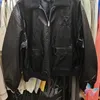 24SS Winter Black Jacket High Street Motorcycle Stly Litting Fur Fur Cllar Skórzana kurtka zamek błyskawiczny