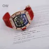 Relógios de pulso mecânicos automáticos Richarmill Tourbillon Relógios Sport Luxury Watch RM030 Mens Series Watch 18K Rose Gold com diamante Data Display Machine WN-L8X8