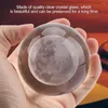 Dekorativa figurer 8cm K9 Transparent Crystal Light Ball Milky Way Moon Miniatures 3D Laser Graverad mönster Glas Sphere Heminredning gåvor