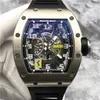 Orologi da polso meccanici automatici Richarmill Tourbillon Orologi Sport Luxury Watch RM030 orologio da uomo con quadrante scavato Orologio in materiale platino 18 carati con 12 WN V4L