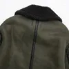 Vestes pour femmes Fourrure intégrée épaissir veste chaude femmes col rabattu poche fermeture éclair rue moto double manteau dame vêtements d'extérieur cadeaux