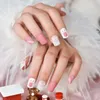 Faux Ongles Noël Pré-conception Rose Blanc Presse Sur Ongle Court Squoval Réutilisable Acrylique Cerf Neige Art Conseils Faux