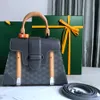 Schoudertas van spiegelkwaliteit GS PM Tote Beukenhouten handvat Dubbel dik linnen Zeil Crossbody Echt leer Elegant Mode Modern Tote Handtas 28 cm met doos GY01