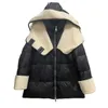 Jaqueta de inverno feminina jaqueta puffer jaqueta de lã feminina médio longo grosso solto fino lã de cordeiro retalhos casaco