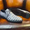 Pure handmade men's shoes business suit shoes mesure crocodile leather Oxford shoes real crocodile leather artificially dyed Customizable in any color