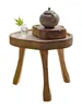 Decorative Figurines Mini Round Stool Riser Wood Pedestal For Flowerpots Coffee Tea Japanese Style