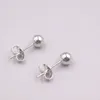 Stud Earrings Solid Pure 18Kt White Gold Women Smooth Ball 1-1.5g 16x5mm