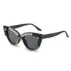 Солнцезащитные очки «кошачий глаз» со стразами для женщин и мужчин, модные ретро элегантные солнцезащитные очки для вождения, уличные уличные солнцезащитные очки в стиле хип-хоп, солнцезащитные козырьки