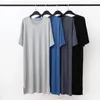 Men's Sleepwear Modal Pajamas Home Clothes Short-sleeved V-neck Mid-length One-piece Nightgown Loose Large Size Mens Cotton Bathrobe