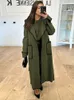 Womens Wool Blends Ceanted Long Trench Coat for Women Gray Bulted Open Stitch Overcoat Fashion Jackets 231027