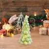 Christmas Decorations Glowing Glass Mini Tree Desktop Elegant Lighted Figurine Xmas Year Party Home Decoration Figurines Miniatures