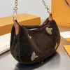 Luxurys tasarımcısı kadınlar Teddy Terry ay omuz çantası fransa markası l kuzu kuzu kesme deri kayış çantası çanta bayan monogramlar desen alt koltuk hobo çanta