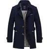 Mens Business Windbreaker Long Jackets Men Cotton Trench Coats Casual Spring Autumn Fashion Male Suit Streetwear Blazers