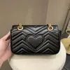 Bolsa de ombro feminina designer mini crossbody saco clássico couro preto luxo marmont bolsa com caixa