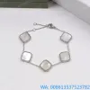 Bijoux de luxe Classique 4/Quatre Feuilles Trèfle Charme Bracelets Bracelet Chaîne 18K Or Agate Coquille Nacre Hommes Femmes Fille Couple Mariage Fête des Mères Bijoux Femmes cadeau