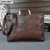 Briefcases Men's Brand Designer Briefcase Crazy horse PU Leather Handbags Business office File bag Vintage Messenger Bags Casual work 231030