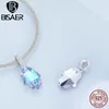 Pierres précieuses en vrac BISAER 925 argent Sterling coloré coeur breloques perle éternelle sororité Fatima main pendentif Fit femmes Bracelet fin