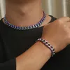 Collana orecchini set braccialetto cubano tempra hip-hop per donna uomo acciaio inossidabile 316L titanio IP placcato oro regalo