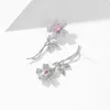 Boucles d'oreilles pendantes en forme de fleur en zircone cubique, bijoux de Banquet et de mariage pour femmes, élégantes