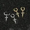 Boucles d'oreilles pendantes 5 paires/lot vente en gros en forme de croix goutte pour hommes et femmes bijoux Hip Hop E016