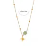 Pendant Necklaces Trendy Gold Plated Stainless Steel Star For Women Green Stone Metal Beads Chain Fashion Jewelry Waterproof