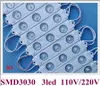 1000pcs 220V / 110V LED -ljusmodul för Sign Letter 2W SMD 3030 3 LED IP65 96mm*20mm*7mm Super Bright varje modul kan klippa inget behov av transformator