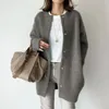 Abrigos de trinchera para mujer Abrigo de lana coreano Slim Long Sweater Duster para mujer Cárdigan de invierno de gran tamaño