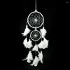 Decorative Figurines 12pcs Whosale Dream Catcher Double Ring White Feathers Hanging Decoration Decor Craft Gift Wind Chimes