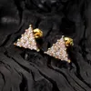 Золотые треугольные серьги Ice Out, мужские модные ювелирные изделия в стиле хип-хоп, модные геометрические серебряные серьги