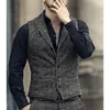 Chalecos de hombre para hombres de un solo pecho Slim Fit Lana Espiga Vintage Chaleco Casual Gilet