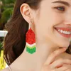 Hoop Earrings Summer Exaggerated Hand Woven Tassel Bohemian Holiday Style Costume For Women Hoops Set