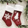 Dekoracje świąteczne 46 cm świąteczne pończochy wiszące skarpetki Święta Rustykalne spersonalizowane pończochy dekoracje płatków śniegu rodzinne impreza holi dh3od