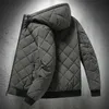 Men's Down Parkas Jackets for Men with Hood Autumn Winter Cotton Padded Jacket Fashion Clothing Rhombus Texture Casual Plus 5XL 231027