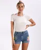 Damesshorts Vogelbloem Borduren Denim Casual 2023 Zomer Elasticiteit Hoge taille Jean Korte Mujer W243