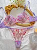 Set di lingerie floreale fata, intimo delicato, reggiseni trasparenti, abito da sesso senza soluzione di continuità, pizzo ricamato di lusso, desiderio di ragazza calda