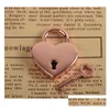 Serrures de porte Serrures de porte Poignées de cuisine Forme de coeur Vintage Mini cadenas en métal Petit sac Valise Lage Boîte Journal Livre Serrure à clé avec goutte Dhhqz