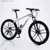 Cyklar 24 tum cykel Mountain Bike High Carbon Steel 21/24/27/30 Speed ​​Oil Spring Fork Stöttabsorption Unisex Q231030