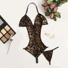 Set sexy Lingerie Femme Pigiama sexy in raso di seta Pigiama con stampa leopardata Lingerie sexy per le donne Set sessuale Reggiseno intimo Indumenti da notte in raso 231030