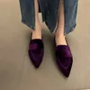 Модельные туфли, весенние женские модные бархатные туфли с острым носком на плоской подошве, элегантные повседневные лоферы без шнуровки на балетном каблуке 231030