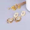 Boucles d'oreilles pendantes en acrylique pour femmes, bijoux coréens géométriques faits à la main, style bohème, Vintage, or coloré, vente en gros, 2023