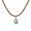 Anhänger Halsketten 2024 Frohe Weihnachten Halskette Emaille Santa Elch Schlüsselbein Reis Perlen Kette Vintage Baum Für Frauen Mädchen