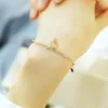 Link Bracelets KONGMOON Clear CZ Heart Charm Tiny Beads Double Chain Rose Gold Plated Women Gift Jewelry Stainless Steel Bracelet