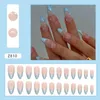 Pregos Falsos 24 pcs Long Amêndoa Francês Aurora Cristal Prensa Prensa em Falso DIY Manicure Destacável Dicas de Unhas